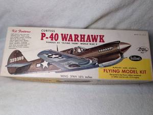 lot 8004 image: Curtiss P-40 Warhawk Flying Model Kit 16.5 inch Wing Span