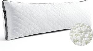 lot 752 image: Shredded Memory Foam Body Pillow 20 54 in, with Grey Cover