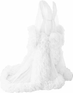 lot 760 image: $110 WIOJEIGO Fluffy Tulle Robe Maternity Dress Long Sleeve Gown