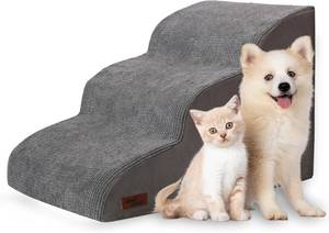 lot 770 image: Aodisman 3-Step Dog Stairs & Ramp for Small Dogs, Grey