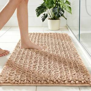 lot 772 image: Disolla Beige Bathroom Rug 20x32 Luxury Chenille Bath Mat Non-Slip