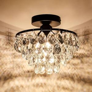 lot 782 image: YYJLX Crystal Ceiling Light Fixture Black Semi-Flush Mount E26