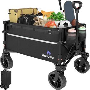lot 787 image: ROSONG Collapsible Wagon Cart with Wheels 120L Black
