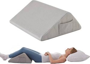 lot 799 image: Knee Wedge Pillow - Memory Foam Leg Elevation, 23.6x23x7.9 Grey