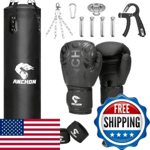 lot 807 image: $58 Anchom 4Ft Punching Bag Set for Adults with 12oz Gloves Handwraps