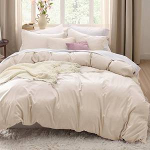 lot 810 image: Bedsure Prewashed Duvet Cover Queen, Cotton-Like Soft Bedding Set