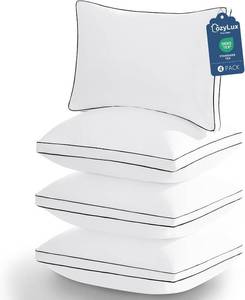 lot 814 image: CozyLux Queen Pillows Set of 4, 18x28, Down Alternative Gusseted
