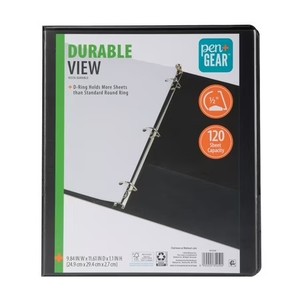 lot 833 image: 2 Pack Pen Gear View Binder, 12-Inch D-Ring, Black, 120-Sheet