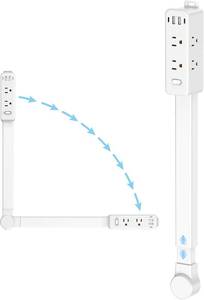 lot 834 image: Olcorife Outlet Extender Stick, 6 Outlets & 4 USB, 22-34 in, 180