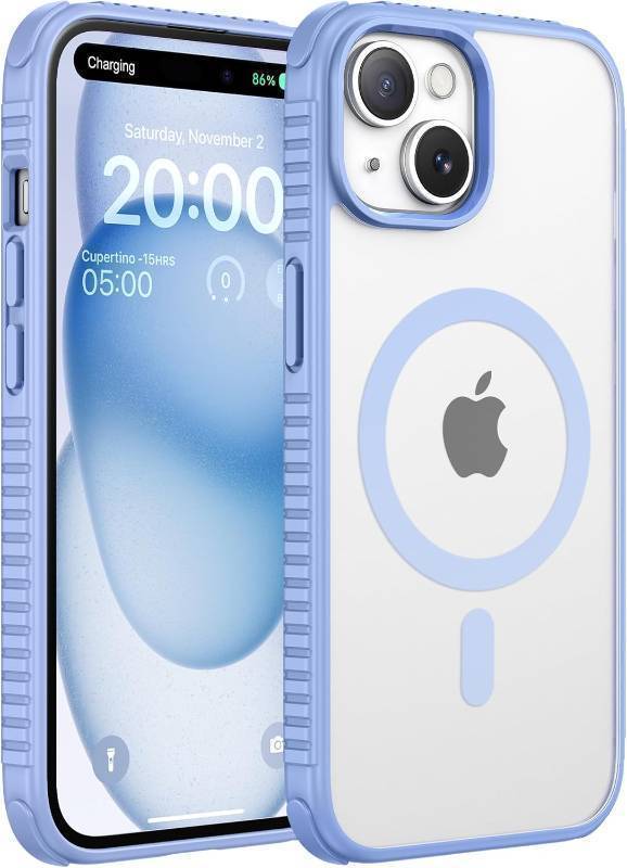 lot 64726 image: SUCGLES for iPhone 14 & iPhone 13 Case with MagSafe, N56 Strong Magnet, 12FT Drop Protection, Non-Slip, Matte Translucent Magnetic Slim Case (Sierra Blue)