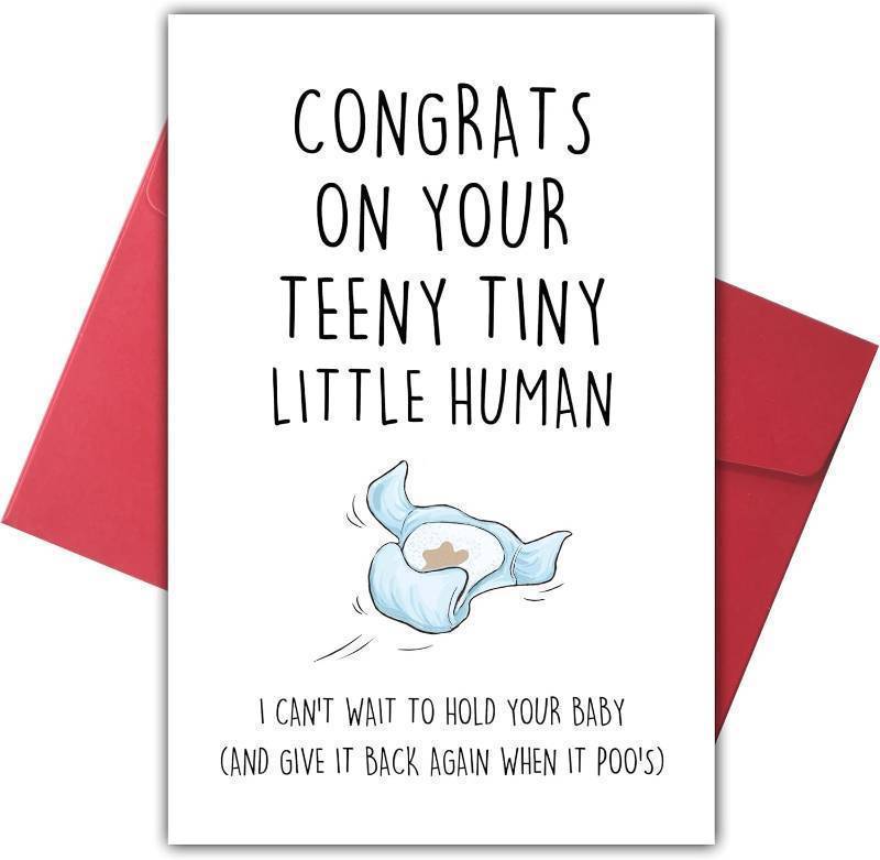 lot 65546 image: Funny New Baby Card for Parents, Humorous Congratulations Greeting, Unique Baby Shower Card for Mom or Dad, Hilarious Newborn Gift from Friends
