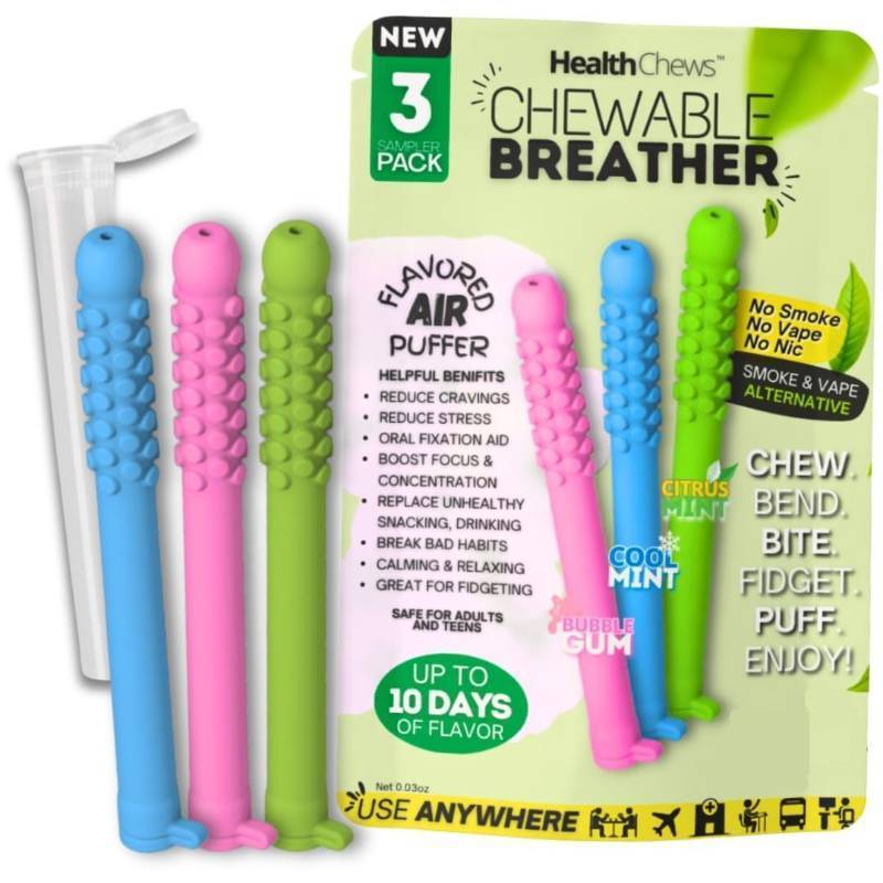 lot 65765 image: Chewable Breather Stick   Quit Smoking Inhaler Stick, Chew Sticks for Humans, Oral Fixation Aids, Quit Tools, Relax & Fresh Breath Chewing Sticks with Carry Case & Cotton Cores