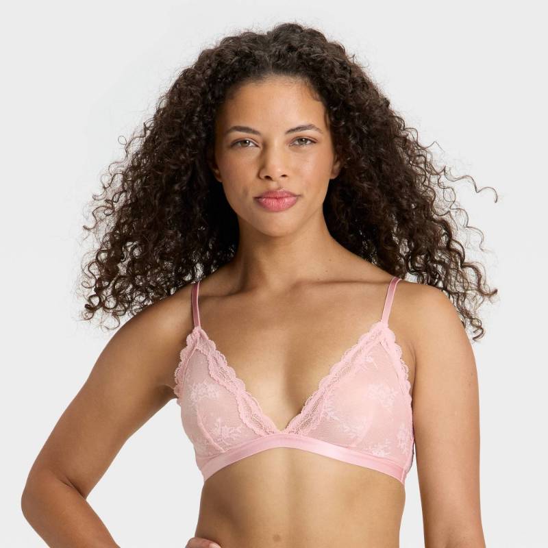 lot 67130 image: Womens Lace Triangle Bralette - Wild Fable  Clay Pink XL