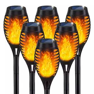 lot 35589 image: NEW 4 Pack Solar Torch Lights 12 LED Flickering Flame Path Garden Lamp Waterproof
