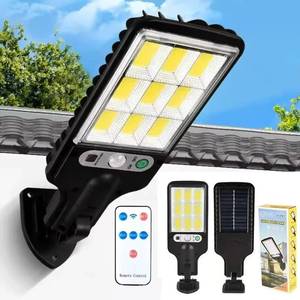 lot 35593 image: NEW Small COB Solar Led Motion Sensor Wall Light Outdoor With Remote Control For Shed Porch Fence Post