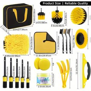 lot 35604 image: NEW 20pcs Interior Car Detailing and Cleaning Kit With Storage bag and Crevis Gel