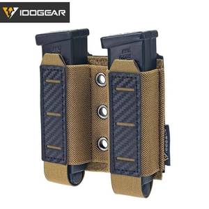 lot 66710 image: Carbon Fiber 500D Nylon Tactical Double Magazine Pouch for 9mm NEW TAN