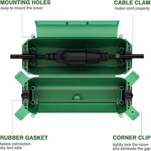 lot 66711 image: NEW Electrical Cord Connection Box Waterproof Cover Outdoor Power Cord Cover GREEN