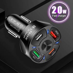 lot 72630 image: NEW GAN 20W PD Fast Car Charger 4-Port USB-C Adapter for iPhone 16 15 Samsung BLACK