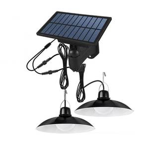 lot 85289 image: NEW Solar Double Head Ceiling Pendant Light wRemote Outdoor Indoor Lamp Waterproof