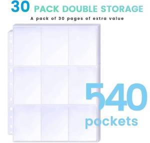 lot 85594 image: 30 PACK 2 Sided 9-Pocket Clear Plastic Trading Card Pages Sleeves 540 Pockets