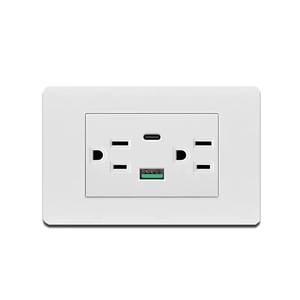 lot 95589 image: NEW Dual USB & Type C Wall Charger Port Electrical Outlet Panel 2.1A 110V
