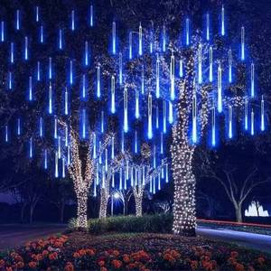 lot 96705 image: NEW Meteor Shower Led Lights 8 Tubes Waterproof. Total 10 ft BLUE