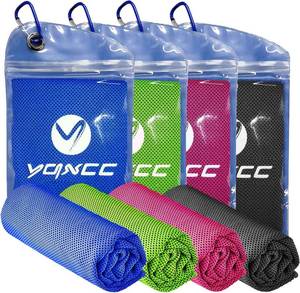lot 96707 image: NEW 4 Pack Cooling Towels 47x12 - Blue Gray Red Green Microfiber Ice Cool Towel