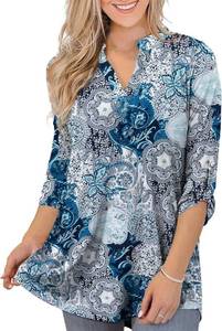 lot 96714 image: NEW 34 Sleeve Tunic Top - Dressy Casual Pleated Blouse Light Summer Top Large