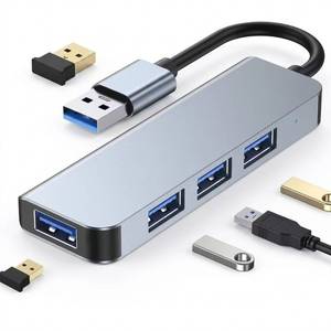 lot 96716 image: NEW 4-Port USB 3.0 High-Speed Aluminum Hub Extension Splitter