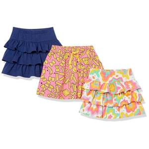 lot 2003 image: Girls Knit Ruffle Scooter Skirts Pack of 3 - Navy Pink White Rainbow SIZE MED