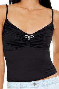 lot 2005 image: Forever 21 Womens Contour Sculpt Bow Cami - Black Small Rhinestone SIZEE SMALL
