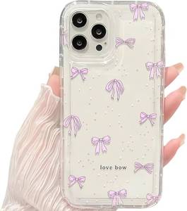 lot 65802 image: Cases for iPhone 13 Pro, Cute Ribbon Bow Tie Design Clear Soft Bumper Protective Phone Cover for Women Girls