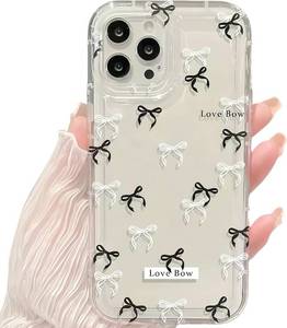 lot 65807 image: Cases for iPhone 13 Pro, Cute Ribbon Bow Tie Design Clear Soft Bumper Protective Phone Cover for Women Girls