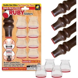 lot 65815 image: Ruby Sliders As Seen On TV by BulbHead - Red Means Theyre Authentic - Premium Chair Covers Protect Hardwood & Tile Floors from Scratching - Fits Most Furniture Leg Sizes & Shapes - 8 Pack