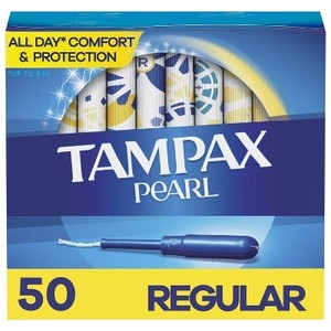 lot 65816 image: Tampax Pearl Tampons Regular Absorbency with LeakGuard Braid - Unscented- 50ct