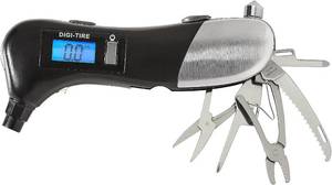 lot 65841 image: Ultimate Car Emergency Escape Tool, 10 Automotive Accessories in 1 Glass Window & Windshield Breaker, Seatbelt Cutter, Safety Hammer, Tire Pressure Gauge, Pocket Knife & Flashlight (Black)