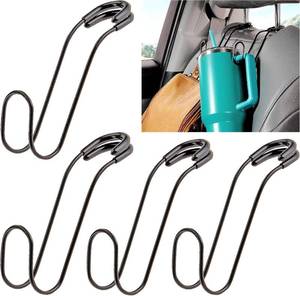 lot 65843 image: High Road Metal Car Hooks for Large Purse Straps and Heavy Bags  Set of 4 Car Headrest Hooks Fit All Sized Metal Posts - Secure Cushioned Attachment Wont Slip Off or Rattle