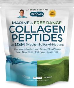 lot 65845 image: ANDREW LESSMAN ProCaps Marine Collagen Peptides with MSM Powder 120 Serve  Marine & Free Range Hydrolyzed Collagen Peptides. BB 6-30-23