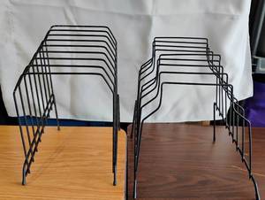 lot 1550 image: Wire Desktop File Organizer Rack Set 2 Sizes Black Metal