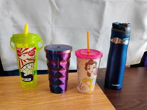 lot 1555 image: Lot of 4 Drinkware Worlds of Fun, Starbucks, and Disney