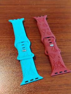 lot 1585 image: Apple Watch Sport Band 2-Pack Cyan Pink Floral