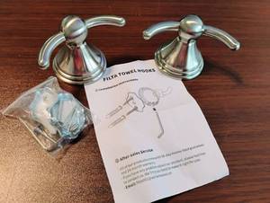 lot 1590 image: Filta Towel Hooks Pair with Installation Hardware