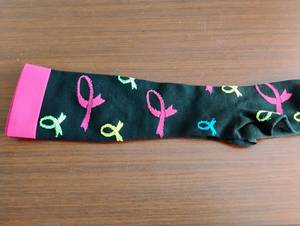 lot 1597 image: Compression Socks Ribbon Symbols Dark Green Pink Yellow Blue Large