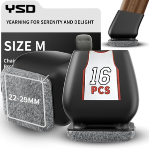 lot 207 image: YSD 16PCS Silicone Chair Leg Floor Protectors,Square Black Chair Leg Caps for Tilt Chair Legs, Hardwood Floor Protectors with Felt Pads DP60