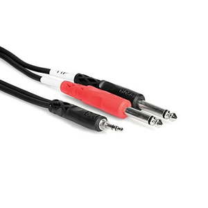 lot 18140 image: Hosa CMP-153 Stereo Mini to Dual 14 Mono Audio Cable 3ft