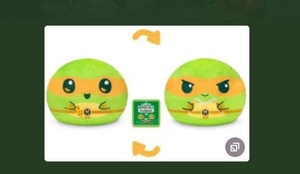 lot 18170 image: TeeTurtle Teenage Mutant Ninja Turtles Reversible Plushie Michelangelo