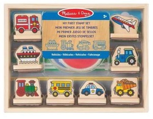 lot 18202 image: Melissa & Doug My First Wooden Stamp Set Vehicles