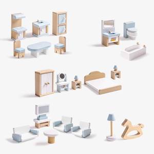 lot 18294 image: ROBOTIME Wooden Dollhouse Furniture Set, 23 Pieces