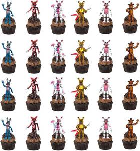 lot 2132 image: 48Pcs Freddy Five Nights Cupcake Toppers Five Nights Birthday Party Supplies Five Nights Theme Party Cake Decorations